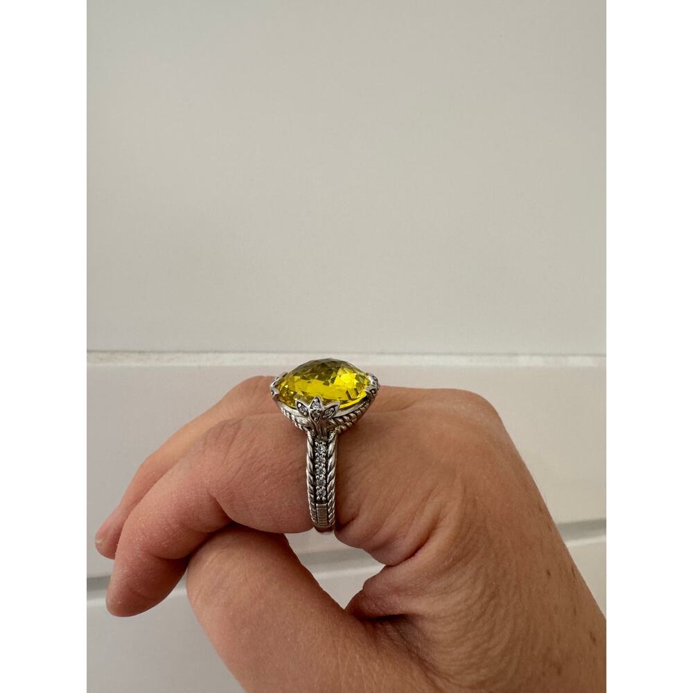 Judith Ripka Sterling Silver Yellow Gemstone Cocktail Ring Size 7 to Size 8 - Picture 10 of 10
